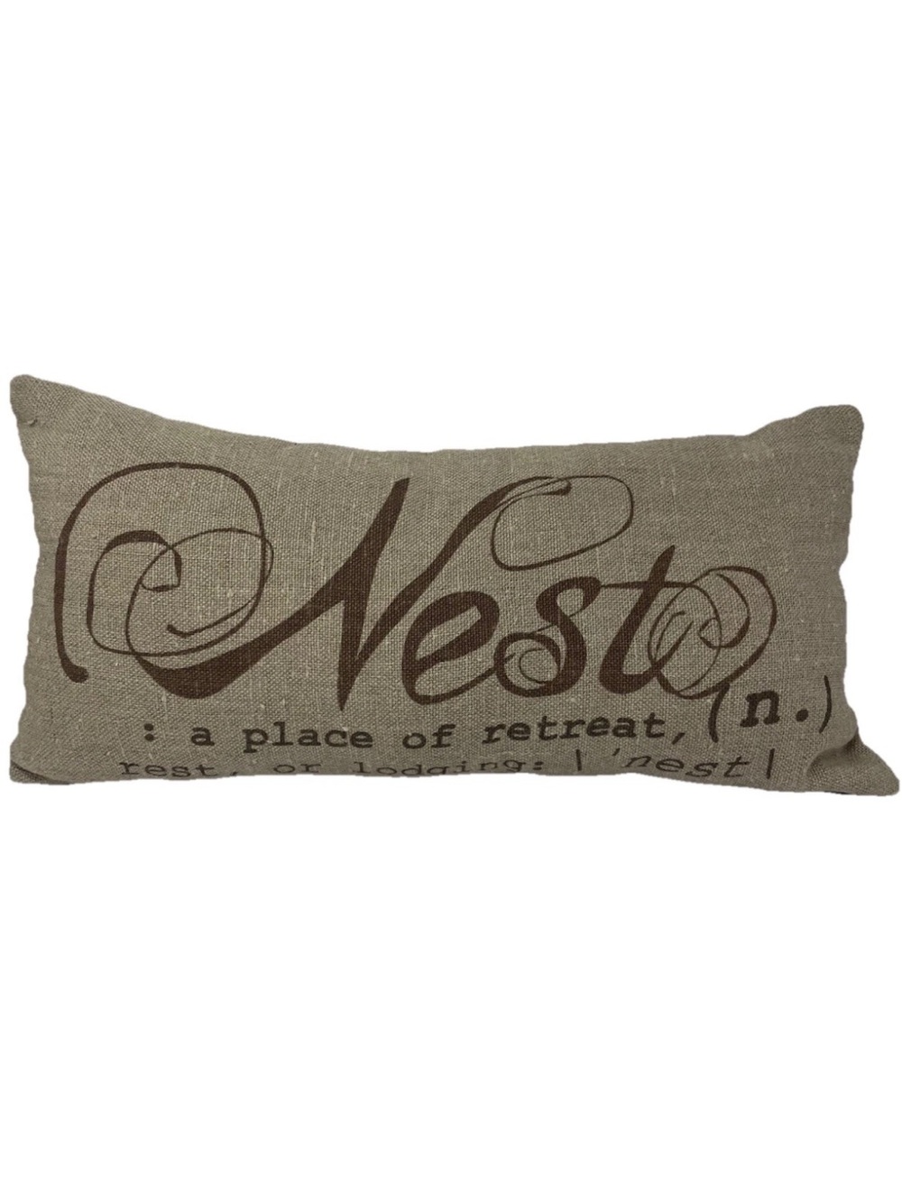 Pottery Barn Nest Lumbar Pillow 13x24 Farmhouse Script Decorative Accent